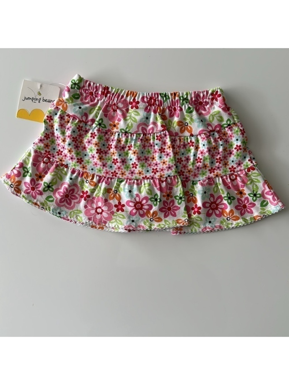 jumping beans Pink and Green Floral Tiered Mini Skirt